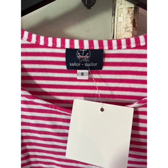 NWT Sailor-Sailor size small pink and white stretch knit top - Picture 3 of 4